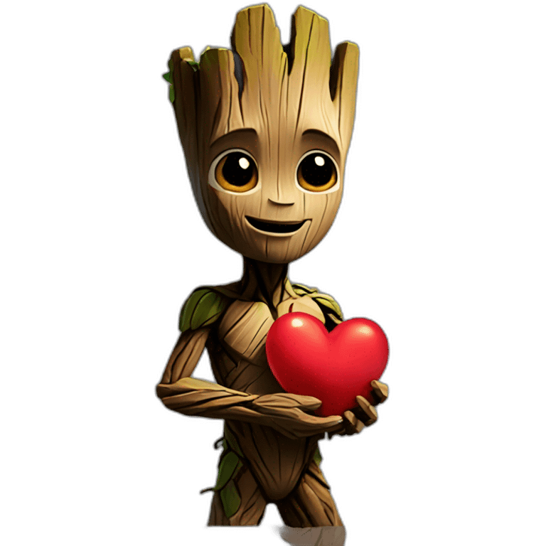 Groot ofreciendo un corazón emoji