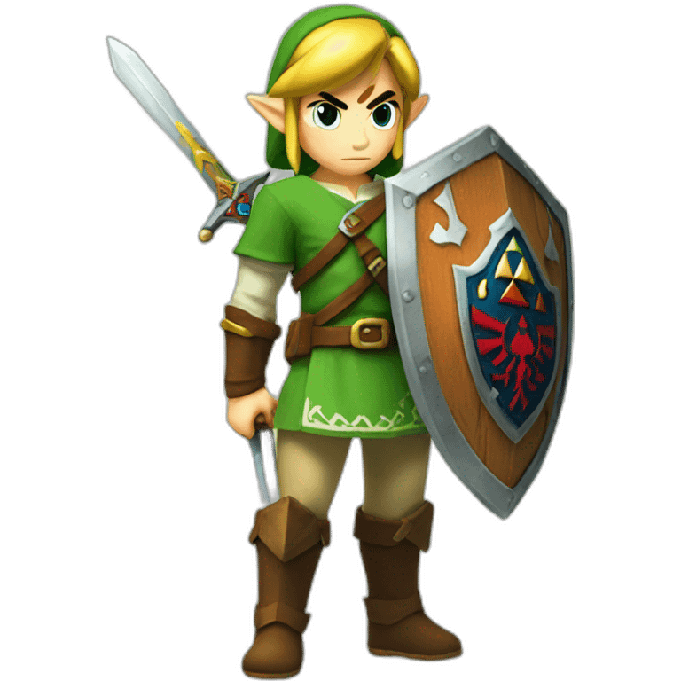 Zelda link standing with sword and shield emoji