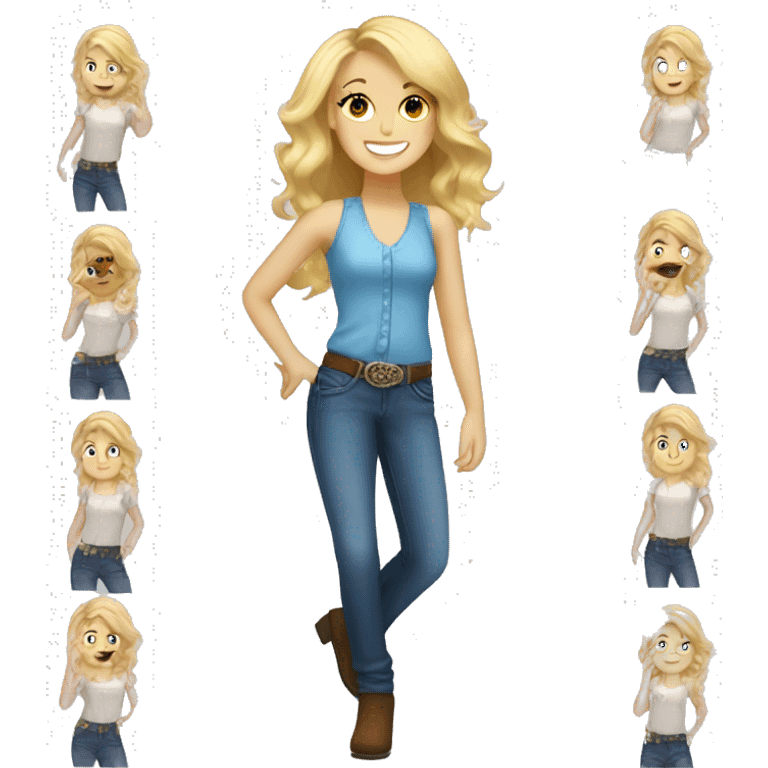 Blonde white girl line dancing emoji