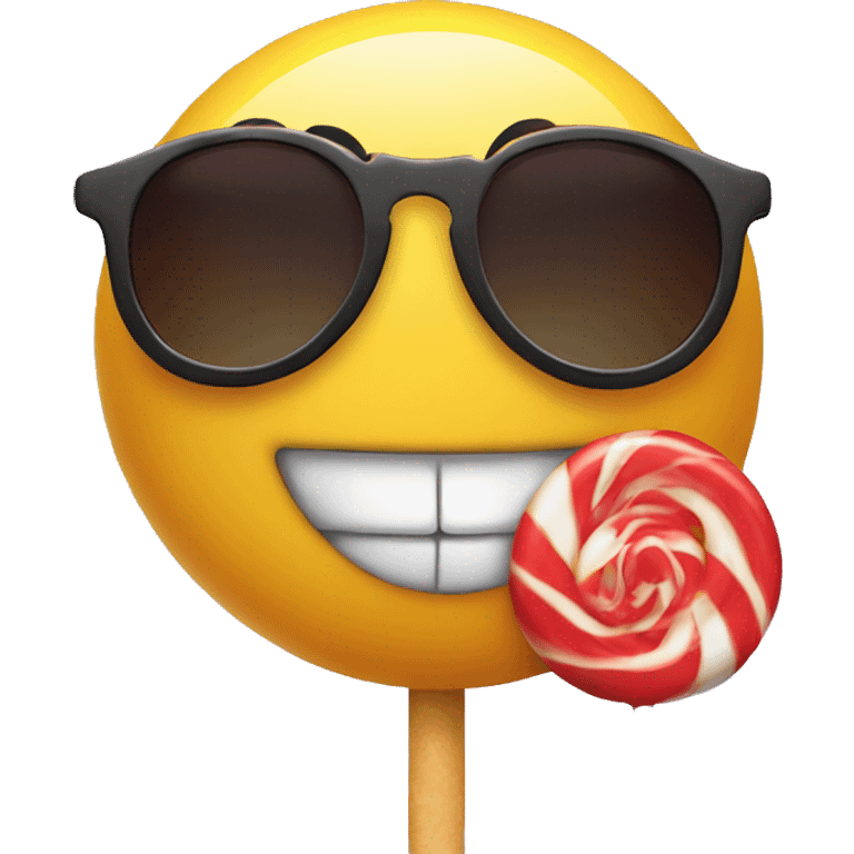 an emoticon in sunglasses sucking a lollipop emoji