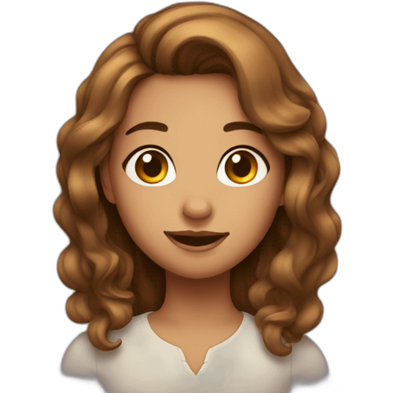 girl, with hair, a little wavy and long, a little tanned, brown eyes. emoji