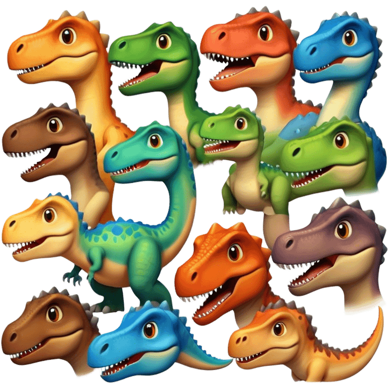 faces of different dinosaurs  emoji