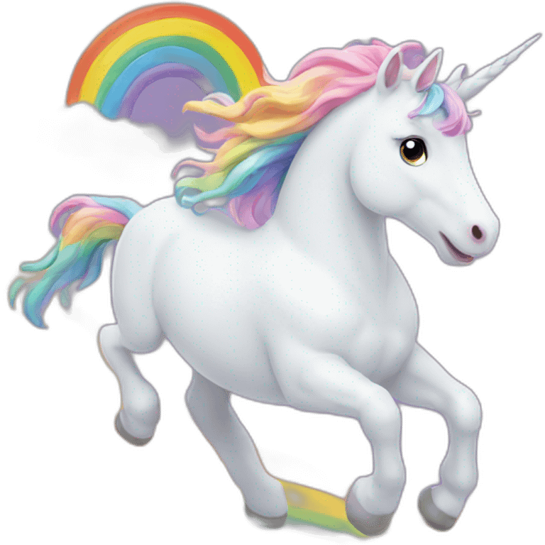 unicorn coming from a rainbow emoji