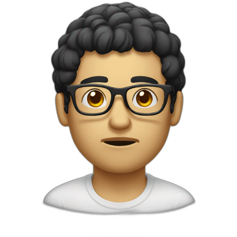 Vomiting designer with black hair and glasses emoji