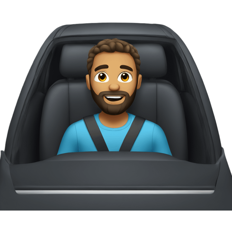 bearded boy in car interior emoji