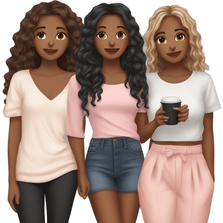 Amigas vestidas de rosa con ropa aesthetic las 2 con cabello café  emoji