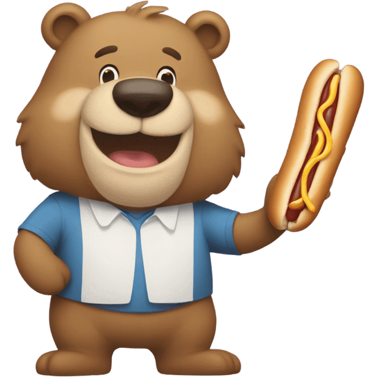 A bear with a hot dog standing next to a bunny   emoji