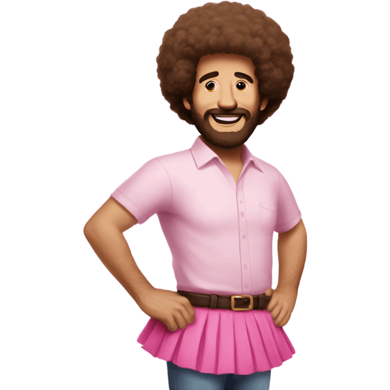 Bob Ross in a pink tutu skirt emoji