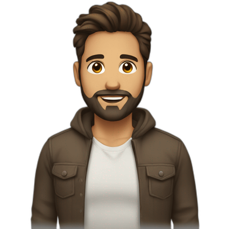 latin male, ponytail and beard with brown hair emoji