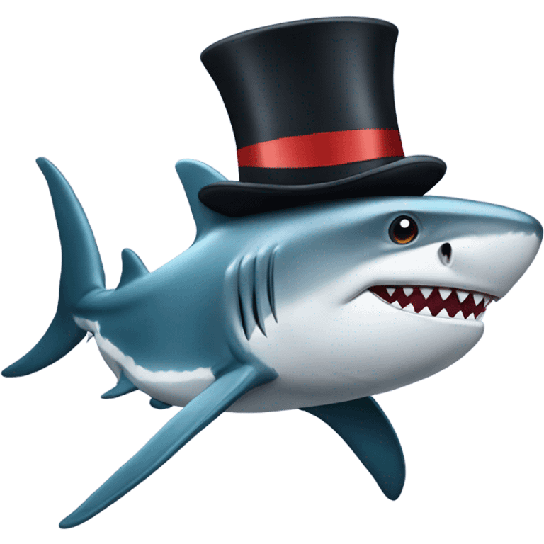 Shark with a top hat emoji