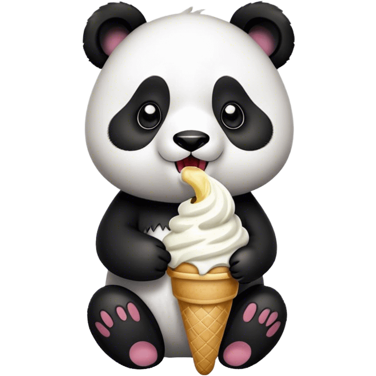 Panda eating ice cream emoji