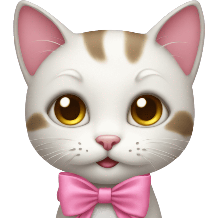 Cute kitty with Pink bow emoji