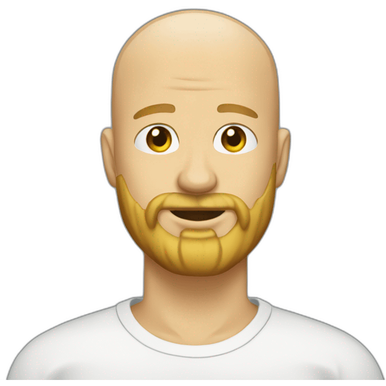 Blonde beard bald head man shed background emoji