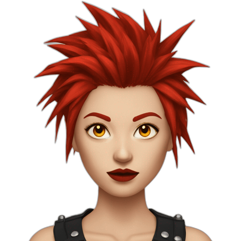 A Woman With Long Spiky Red Hair And Red Make Up. Yellow Eyes. Punk. emoji