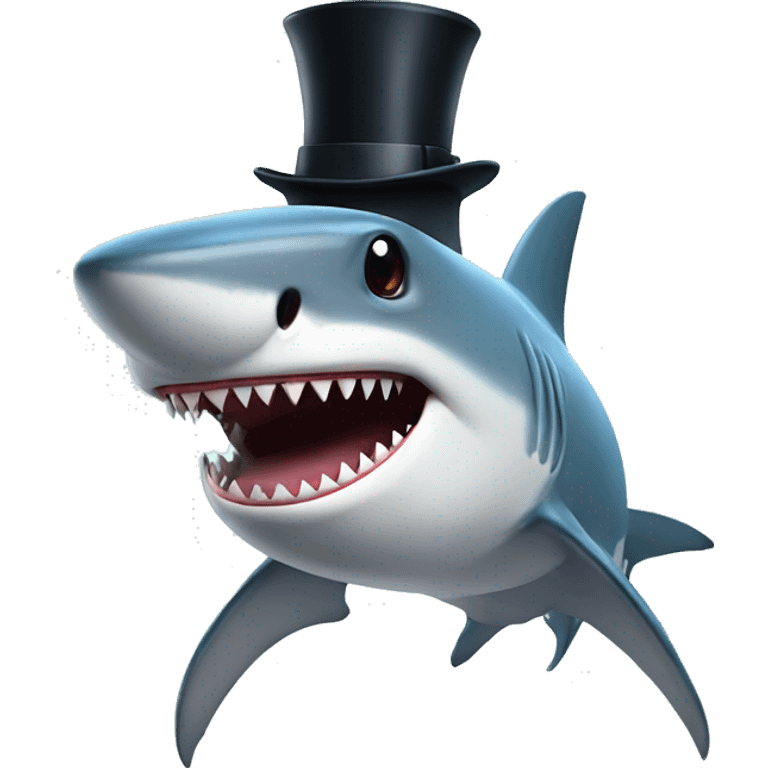 Shark with a top hat emoji