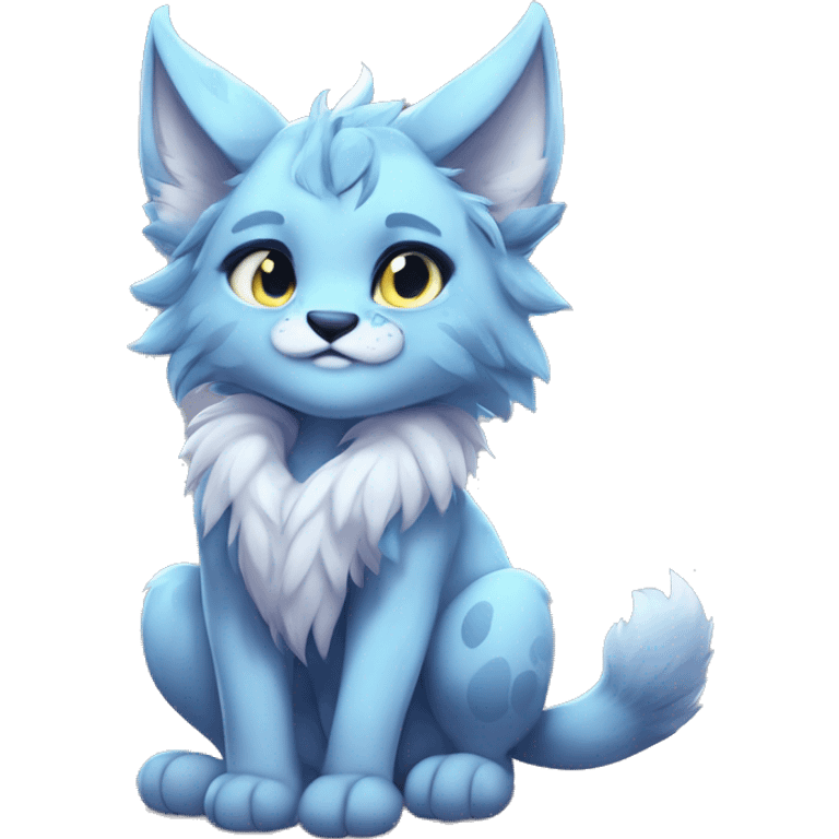 Anthropomorphic Anthro Pastel Blue Sona Lynx-Fakémon Furry Full Body emoji