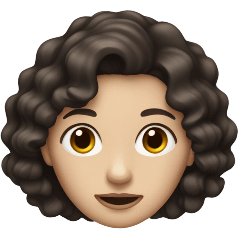 pale woman with very dark brown wavy hair emoji