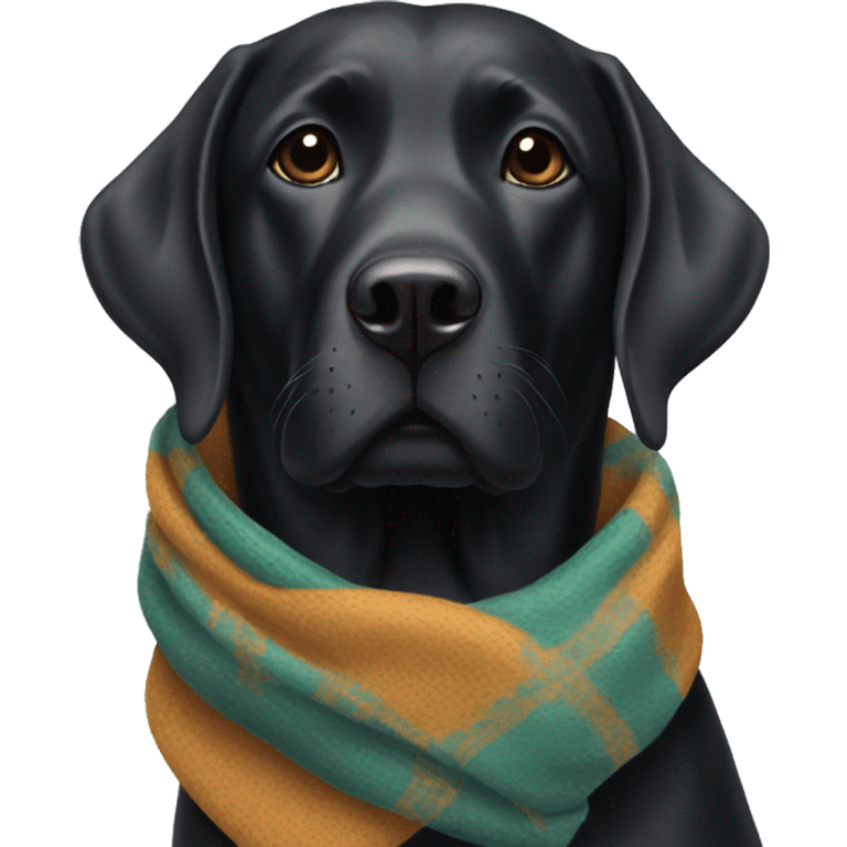 Black lab wearing a scarf emoji