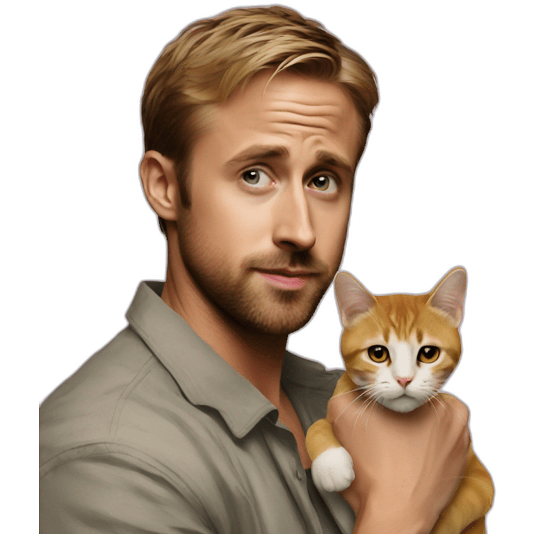 Ryan Gosling with a cat emoji