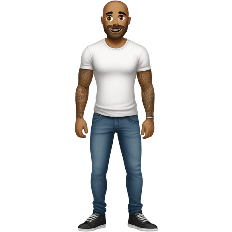 Hyper Realistic handsome tattooed man wearing jeans and tshirt emoji