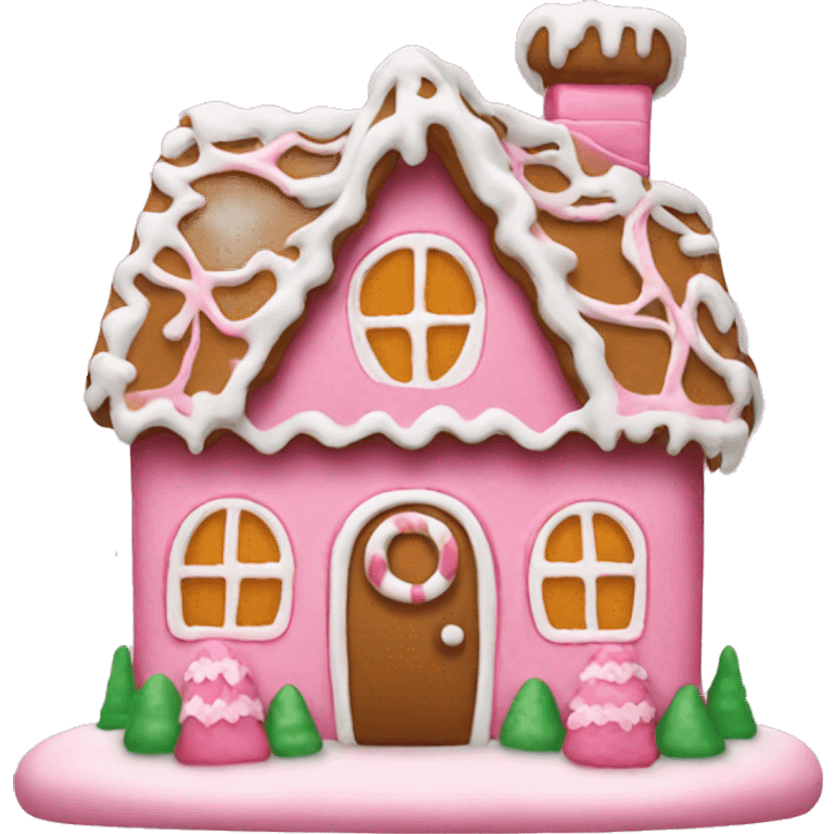 A pink gingerbread house emoji