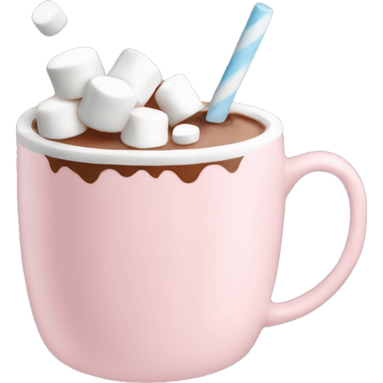 Light Pink mug of hot chocolate with marshmallows  emoji