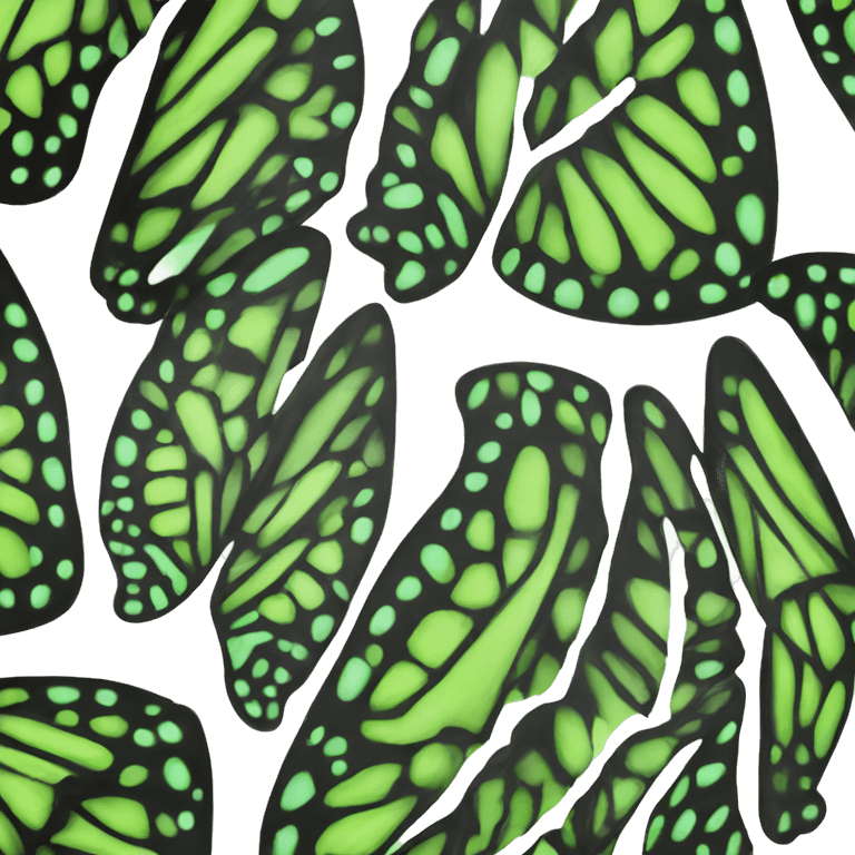 A Butterfly wing with colour the left is black and the right is green emoji