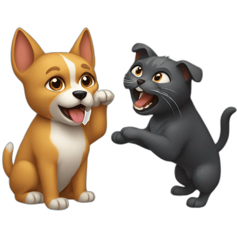 dog and cat are fighting emoji