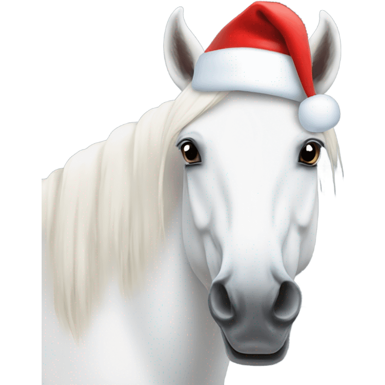 White Horse with Santa hat  emoji