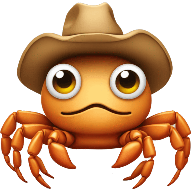 Baby crab wearing a cowboy hat emoji