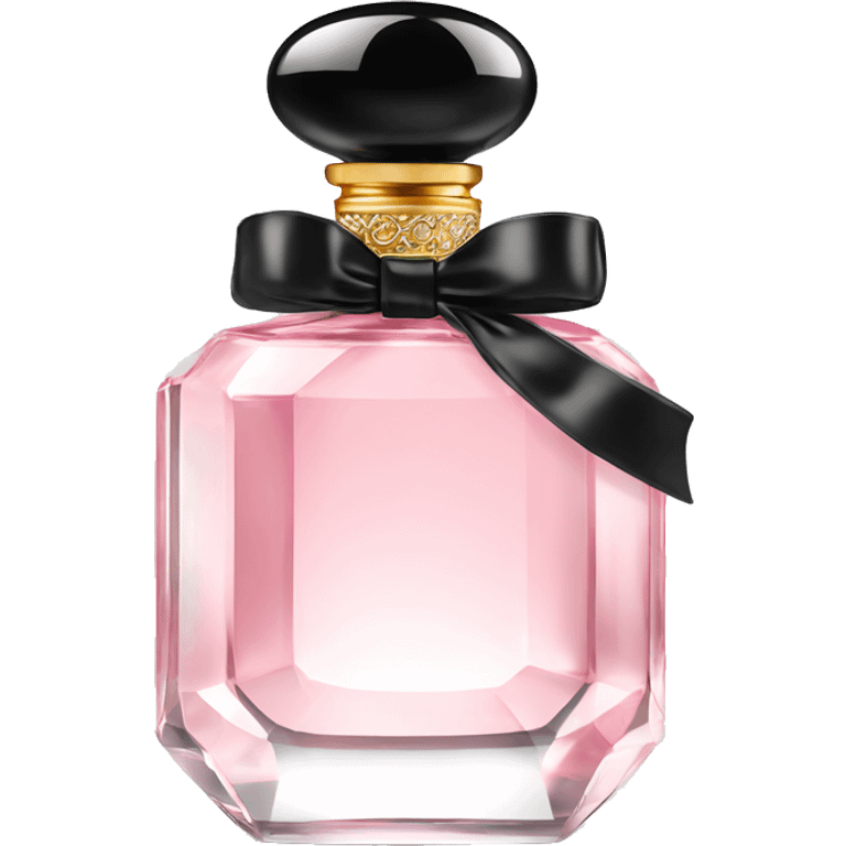 light pink crystal perfume bottle with black ribbon display emoji