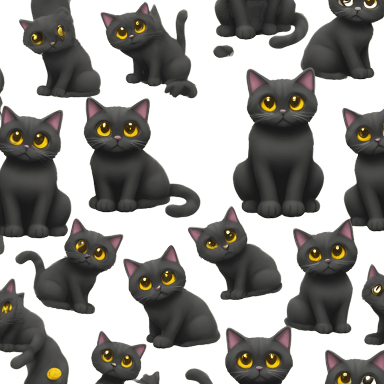 Black british hair cat with yellow eyes Living life  emoji