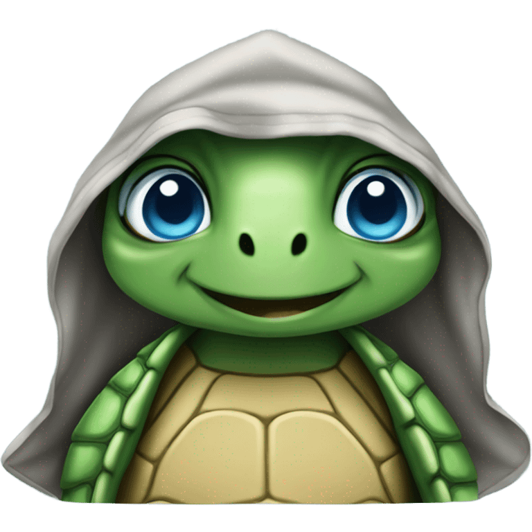 Turtle with blue eyes wearing hooded sweatshirt  emoji