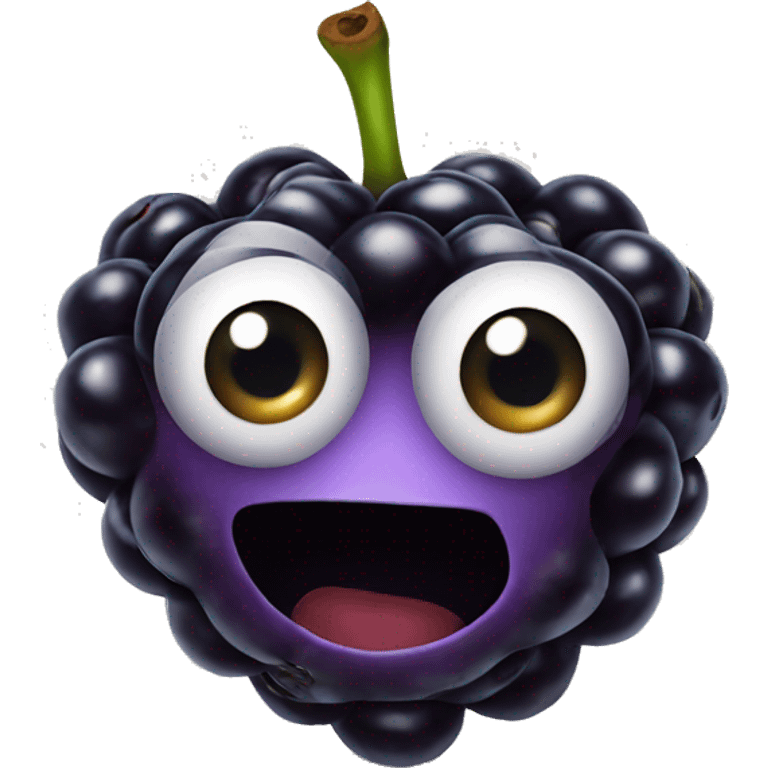 blackberry fruit with eye and smile emoji