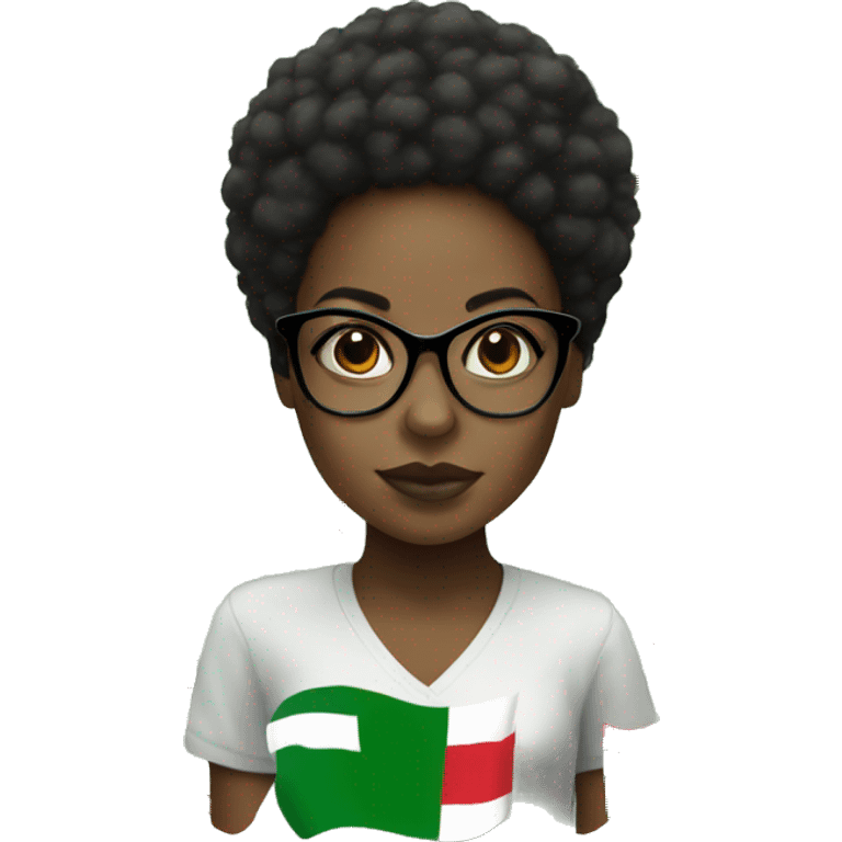 a black girl with Afro and glasses having a Nigerian flag  emoji