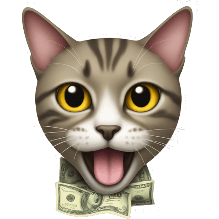 cat with dollar sign tongue and dollar sign eyes emoji