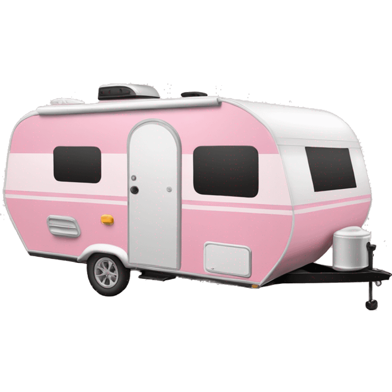 Realistic baby pink camping travel trailer isolated.  emoji