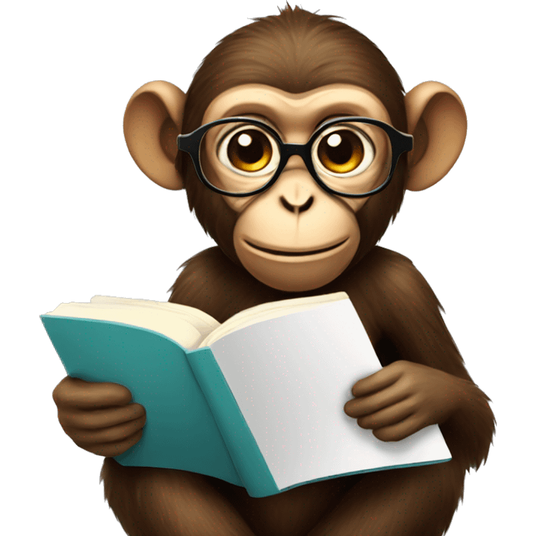 monkey with glasses reading a book  emoji