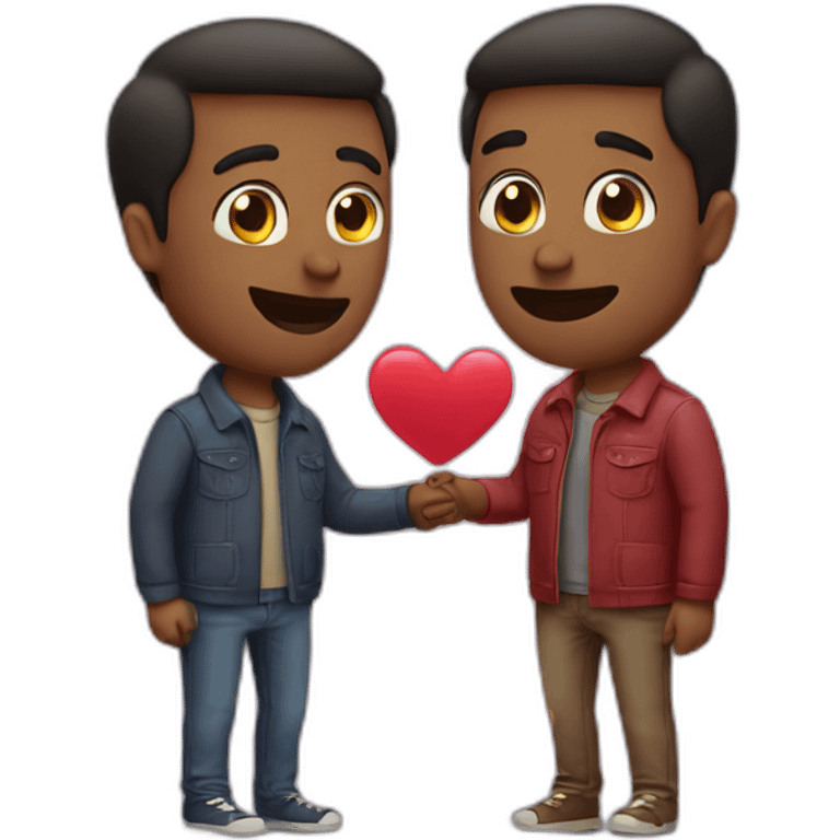 Two men in love with hearts emojis emoji