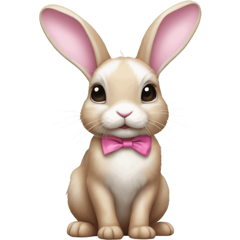 Hyper Realistic Cute Rabbit wearing a pink bow emoji