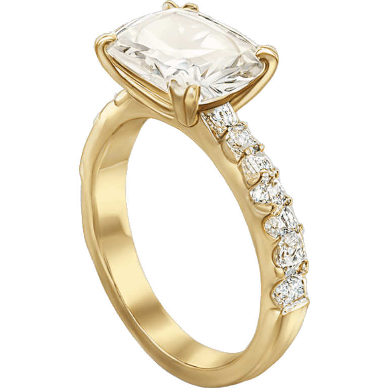 Gold band Elongated Cushion cut diamond ring emoji