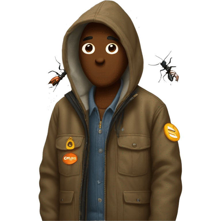 Guy wearing carhartt jacket killing a bug  emoji