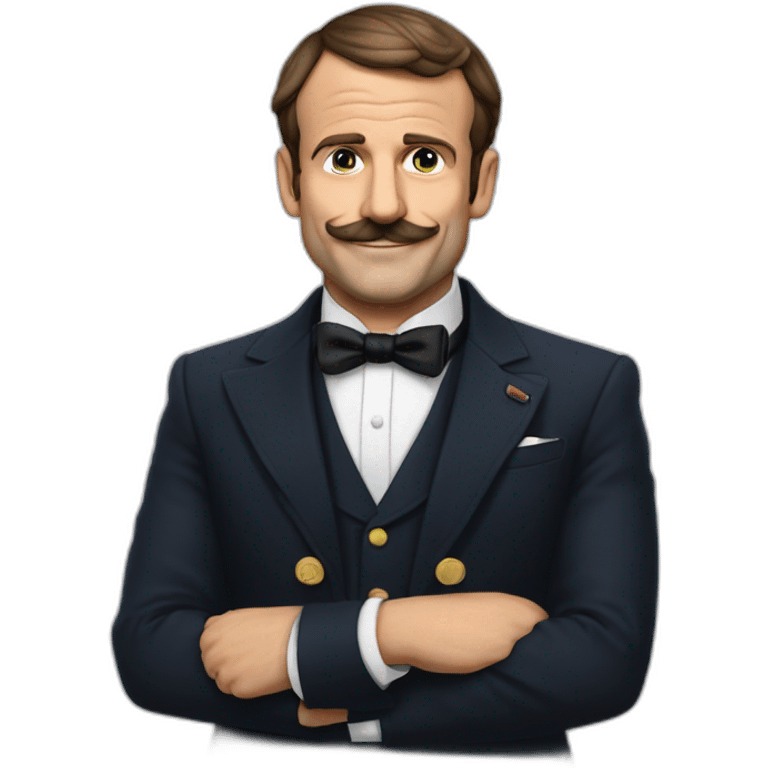 Macron qui met son doigt comme une moustache emoji