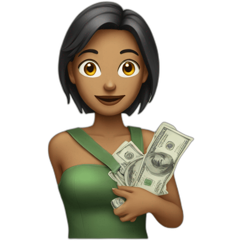 Women with cash emoji