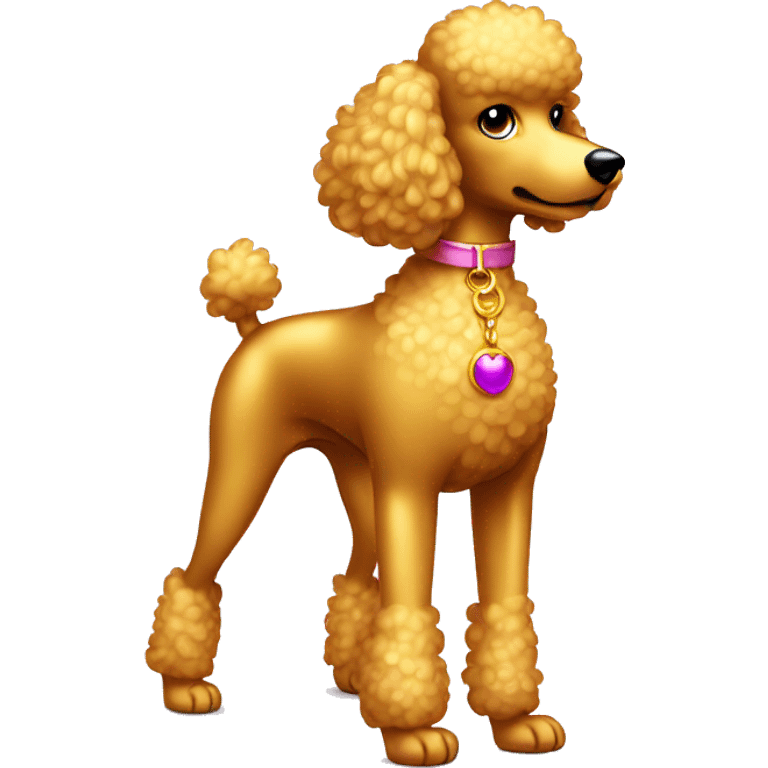 shiny gold poodle standing atttentively emoji