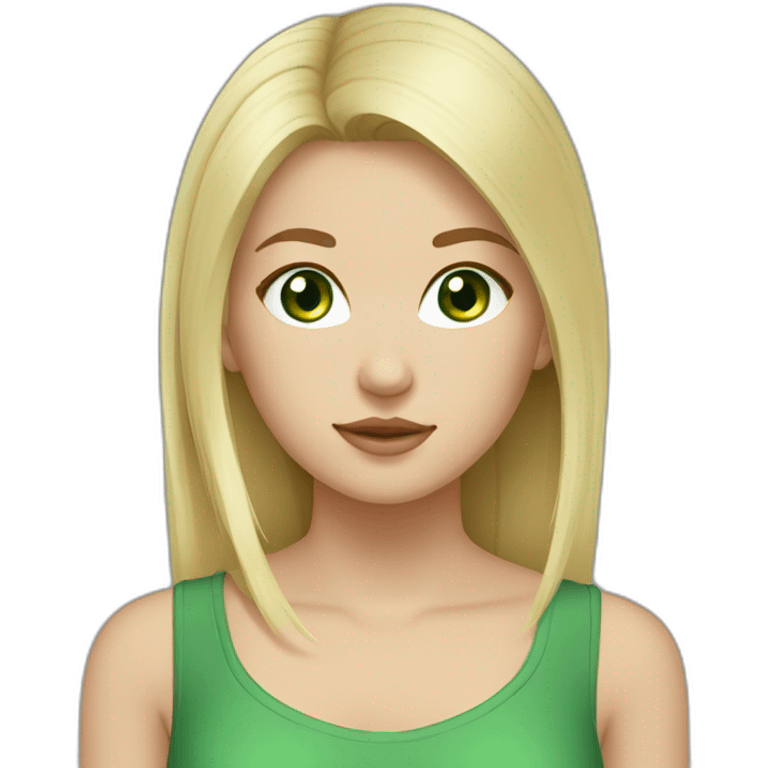 Girl blonde hair green eyes Mongolian face emoji