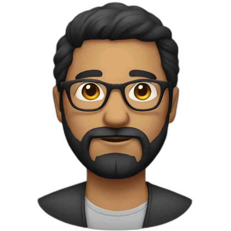 Face only black hair Indian with glasses and beard emoji