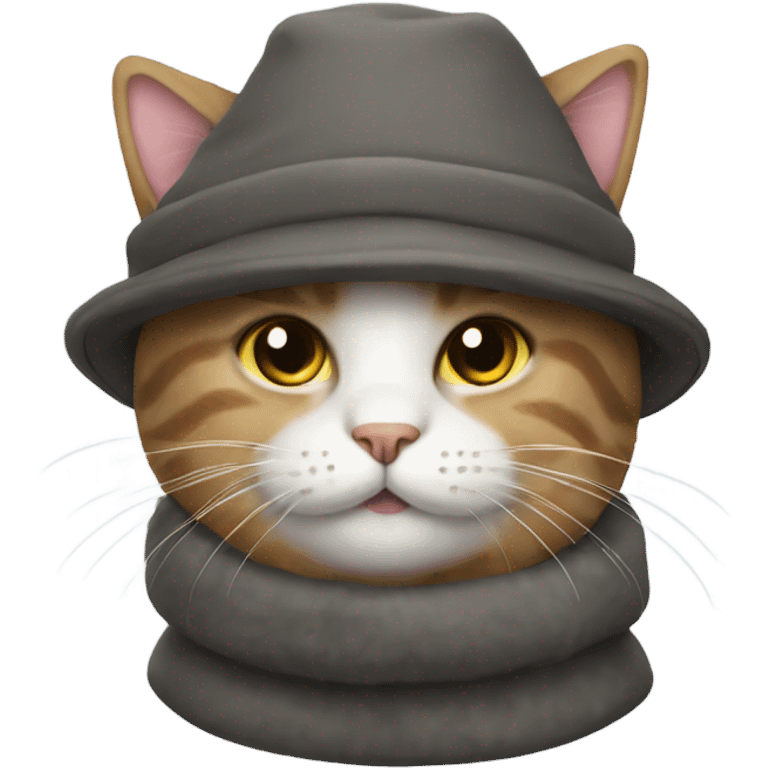 Cat with winter coat and hat emoji