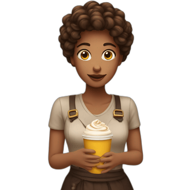 Woman pelo café enamorada emoji