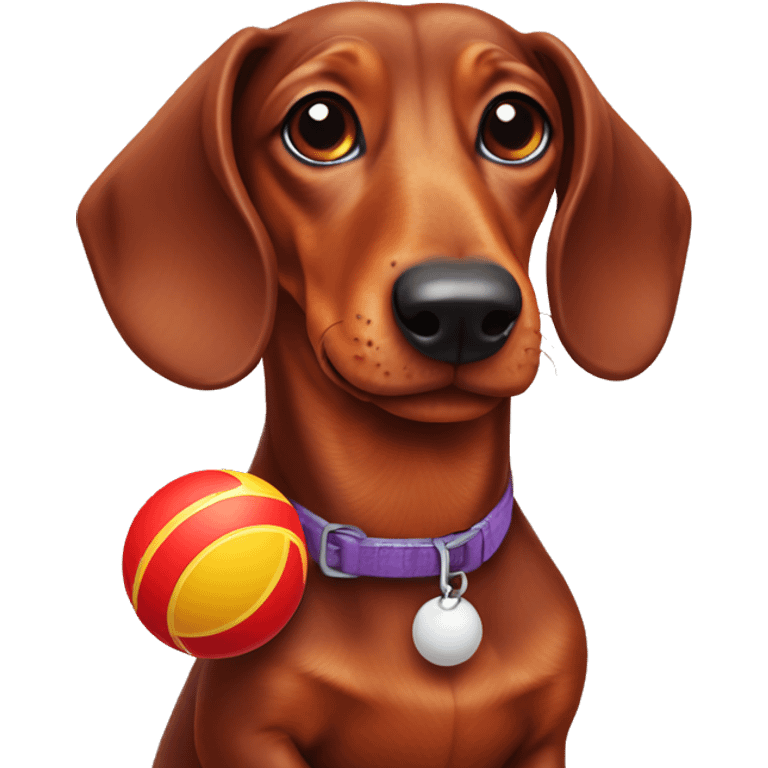 Red Dachshund with a ball toy emoji